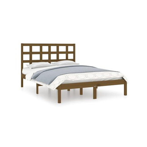 Rám postele medově hnědý masivní dřevo 200 × 200 cm, 3105493 SHUMEE