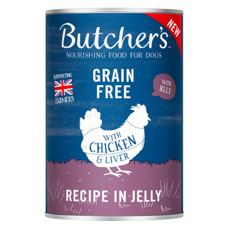 Butcher's Original bez obilovin pro psy 24 × 400 g - s kuřecím v želé Butcher´s