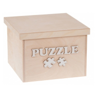 FK Dřevěný box na hračky - Puzzle 20x20x15 cm, Přírodní