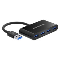 AlzaPower USB hub USB-A (M) na 4× USB-A 3.0 (F) černý