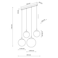 TK Lighting Závěsné svítidlo Esme, opálové sklo, čtyřsvětlo, lineární