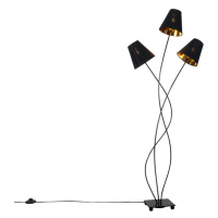 Designová stojací lampa černá se zlatým 3 světlem - Melis