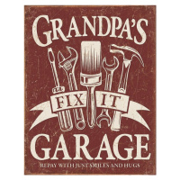 Plechová cedule Grandpa's Garage, 32x41 cm