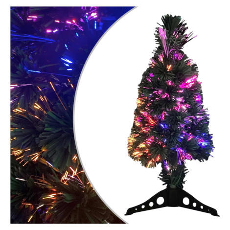 vidaXL Umělý úzký vánoční stromeček se stojanem a LED 64 cm optické vlákno