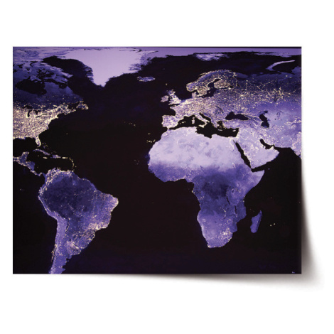 Plakát Světelná mapa světa - 60x40 cm