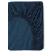 Tmavě modré bavlněné elastické prostěradlo Good Morning, 140 x 200 cm