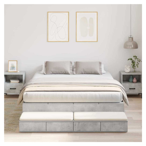 vidaXL Rám postele s úložným prostorem Betonově šedá 160 cm