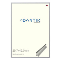 DANTIK rámeček 29,7 × 42, ALU profil 7001 Stříbrný matný plexi čiré