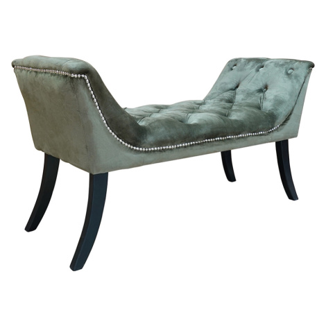Designová lavice, olivově zelená Velvet látka / kaučukové dřevo, Hemy Tempo Kondela