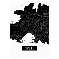 Mapa Split black, (26.7 x 40 cm)