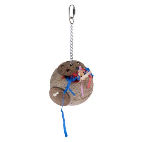 TIAKI Hračka kokosový ořech pro ptáky ke klování a vybírání - ca. Ø 15 x V 30 cm