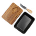Miska na máslo | MOOKA | porcelán s nožem a akátovým víčkem černá | 11x16cm | 967867 Homla