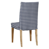 Dekoria Potah na židli IKEA  Henriksdal, krátký, tmavě modrá - bílá střední kostka, židle Henrik