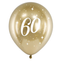 PartyDeco Latexové balónky - zlaté číslo 60 6 ks