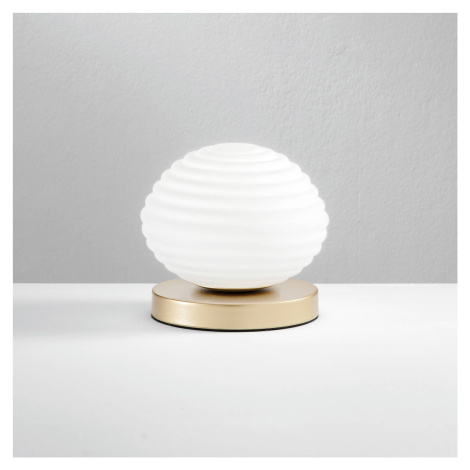 Eco-Light Stolní lampa Ripple, zlatá barva/opál, Ø 18 cm