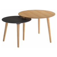 Estila Moderní set kulatých příručních stolek Nordica Clara ze světle hnědého dřeva s masivními 