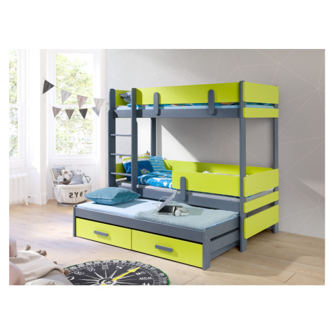 ArtBed Dětská patrová postel s přistýlkou ETTORE III Provedení: Moření - Barva