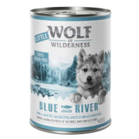 Výhodné balení: Little Wolf of Wilderness Junior 12 x 400 g - Blue River - kuřecí & lososí