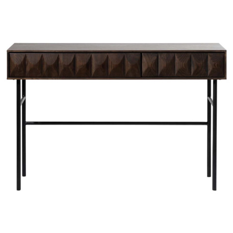 Tmavě hnědý konzolový stolek s deskou v dubovém dekoru 39x117 cm Latina – Unique Furniture