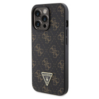 Zadní kryt Guess PU Leather 4G Triangle Metal Logo pro Apple iPhone 13 Pro, černá