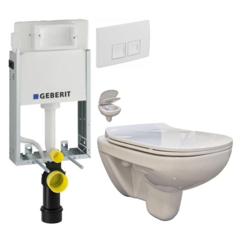 GEBERIT KOMBIFIXBasic vč. bílého tlačítka DELTA 50 + WC bez oplachového kruhu Edge + SEDÁTKO 110