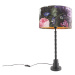 Stolní lampa černá 35 cm sametový odstín květinový design - Pisos