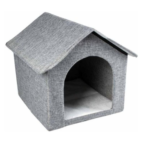 Duvo+ Šedý skládací textilní domek pro kočky a malé psy 43,5x38,5x41cm