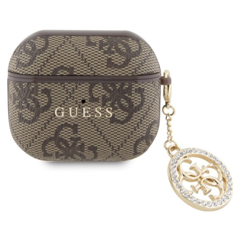 Guess 4G Script PC/PU Charm pouzdro pro AirPods 3 hnědé