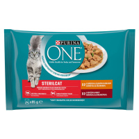 Purina ONE Sterilcat s kuřecím a hovězím 4 x 85 g