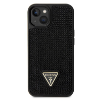 Zadní kryt Guess Rhinestones Triangle Metal Logo pro Apple iPhone 14, černá