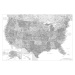 Mapa Highly detailed map of the United States in grayscale watercolor, Blursbyai, (40 x 26.7 cm)