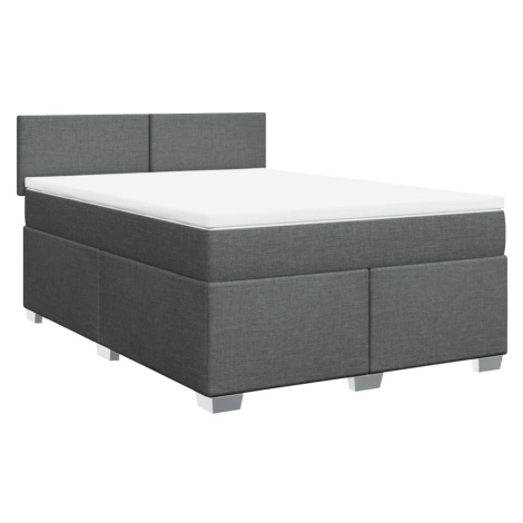 vidaXL Box spring postel s matrací tmavě šedý 140 x 190 cm textil