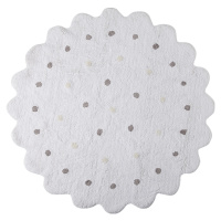 Lorena Canals koberce Pro zvířata: Pratelný koberec Little Biscuit White  - 140x140 kytka cm