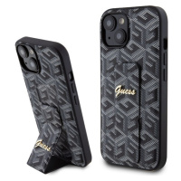 Guess PU Grip Stand G Cube kryt iPhone 15 černý