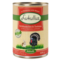 Lukullus 24 x 400 g - 20 + 4 zdarma - - divoký králík & krůta