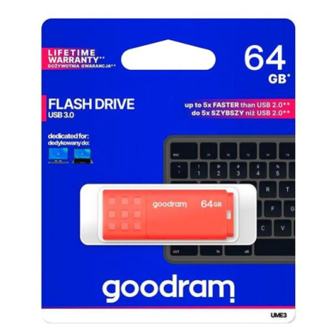 Flash disk GOODRAM USB 3.0 64GB bílo-oranžový