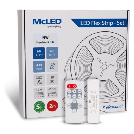 McLED Set LED pásek 2 m s ovladačem, NW, 4,8 W/m