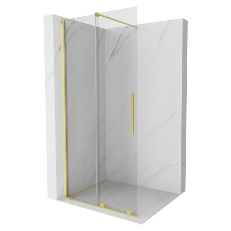 MEXEN/S Velar posuvné sprchové dveře Walk-in 85 cm, transparent, zlatá kartáčovaná 871-085-000-0