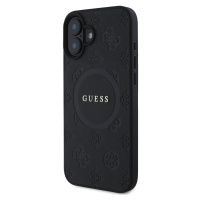 Zadní kryt Guess Saffiano Peony Stamp MagSafe pro Apple iPhone 16, černá