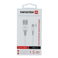 Datový kabel SWISSTEN USB / USB-C 3.1 white 1,5m (9mm)