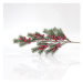 EUROLAMP Vánoční dekorace Zelená větev se třpytkami a bobulemi