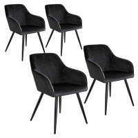 tectake 404027 4 židle marilyn v sametovém vzhledu černá - černá - černá