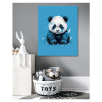 Obrazy na stěnu - Panda v modrých tónech Rozměr: 40x50 cm, Rámování: vypnuté plátno na rám