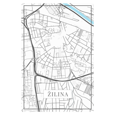 Mapa Žilina white, 26.7 × 40 cm