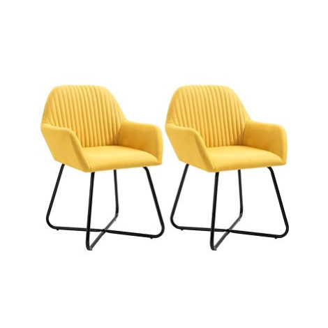 Jídelní židle 2 ks žluté textil SHUMEE