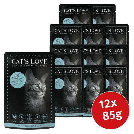 Cat's Love čistý losos se saflorovým olejem a petrželkou 12 × 85 g