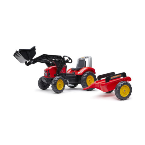 FALK Šlapací traktor 2020M Supercharger s nakladačem a vlečkou-červený