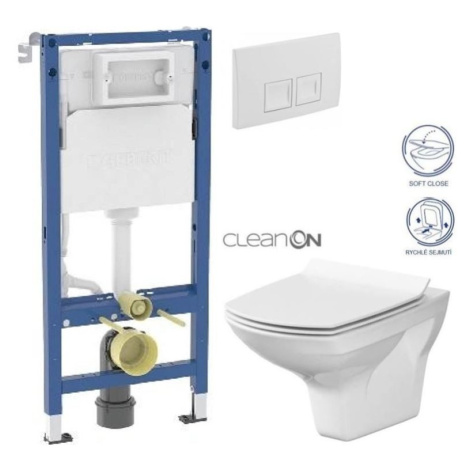 GEBERIT DuofixBasic s bílým tlačítkem DELTA50 + WC CERSANIT CLEANON CARINA + SEDÁTKO 458.103.00.