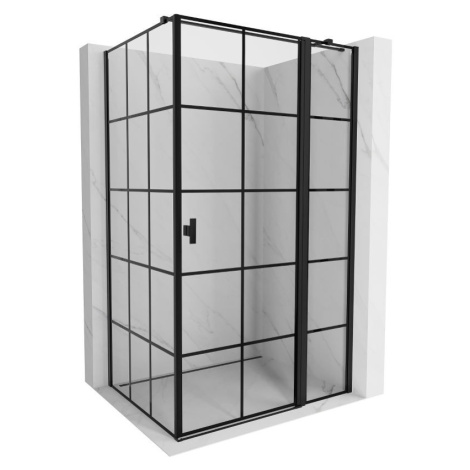 MEXEN/S Mist T sprchový kout dveře křídlové pravá 115 x 70, černá dekor, černá 8A4T-115-070-70-7