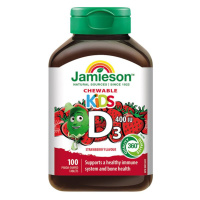 Jamieson Vitamín D3 Kids jahoda 100 cucacích tablet